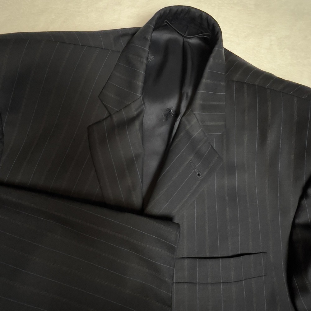 Burberry London Blazer‎ Mens 40R Gray Pinstripe Wool Suit Jacket Classic Fit VTG